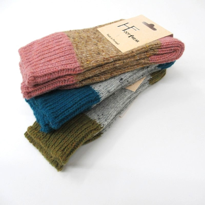 葡萄牙製羊毛混紡短襪 (蜜桃 × 駝色)│Portuguese Wool-Blend Socks (Peach × Camel)