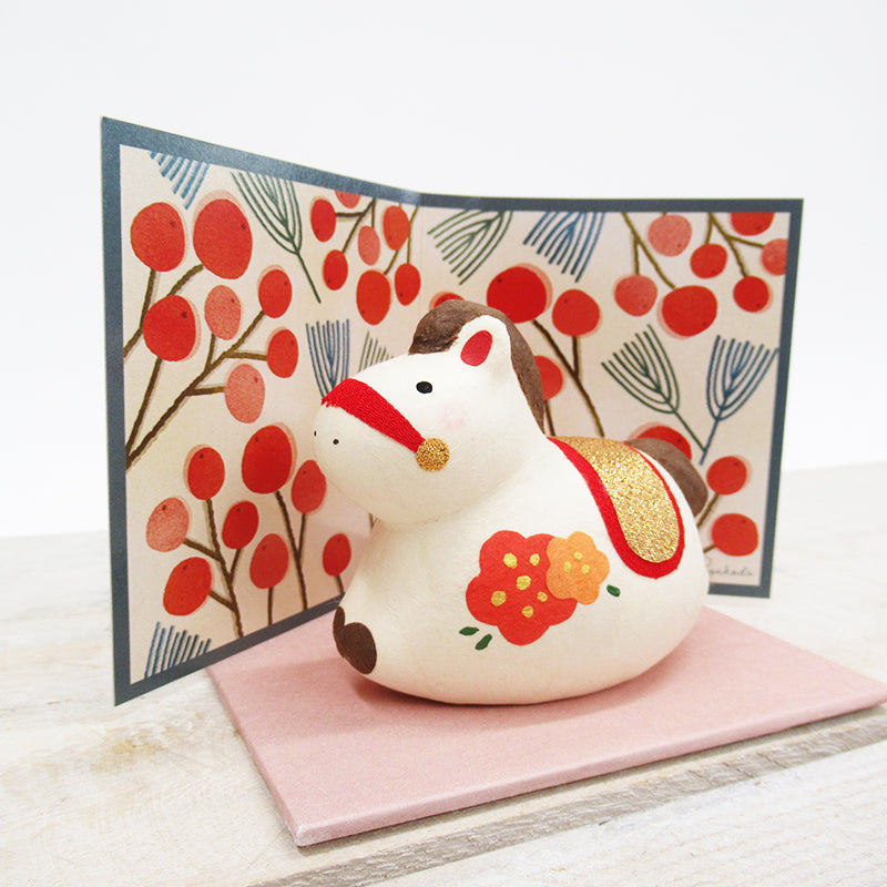 日本製 跳躍白馬和紙迎福擺設│Leaping White Horse Washi Auspicious Decoration