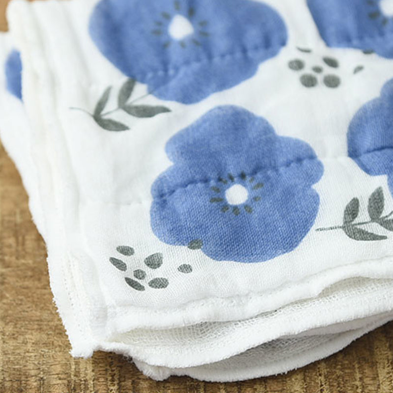 日本製七層紗布抹布 - 花朵海軍藍│7-Layer Gauze Cloth - Flower Navy