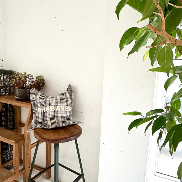 法式雜貨格紋購物袋 - 黑色