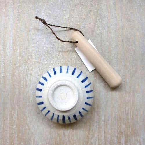 瀨戶燒研缽和研杵套裝 - 條子│Seto Yaki Mortar and Pestle Set - Stripe