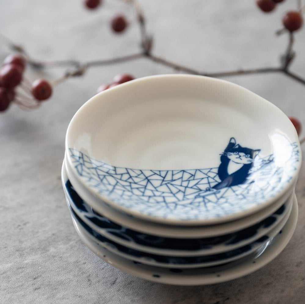 高水窯手繪貓小碟禮盒│Hand-Painted Cat Petite Plate Boxset