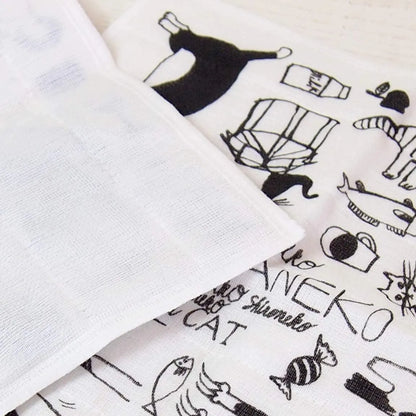 倉敷意匠 小貓七層蚊帳抹布│Kurashiki Isho Cat 7-Layer Kaya Kitchen Cloth