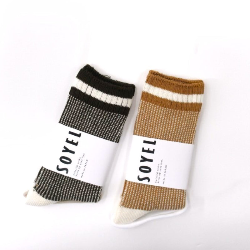 SOYEL 日本製混色織紋中筒襪│SOYEL Marled Knit Mid-Crew Socks
