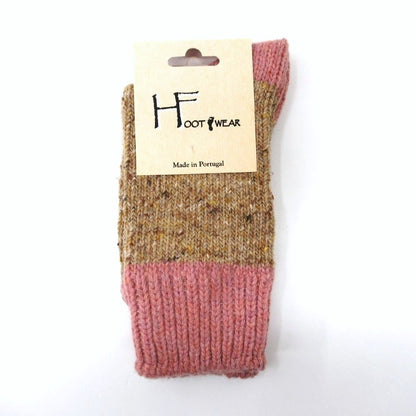 葡萄牙製羊毛混紡短襪 (蜜桃 × 駝色)│Portuguese Wool-Blend Socks (Peach × Camel)