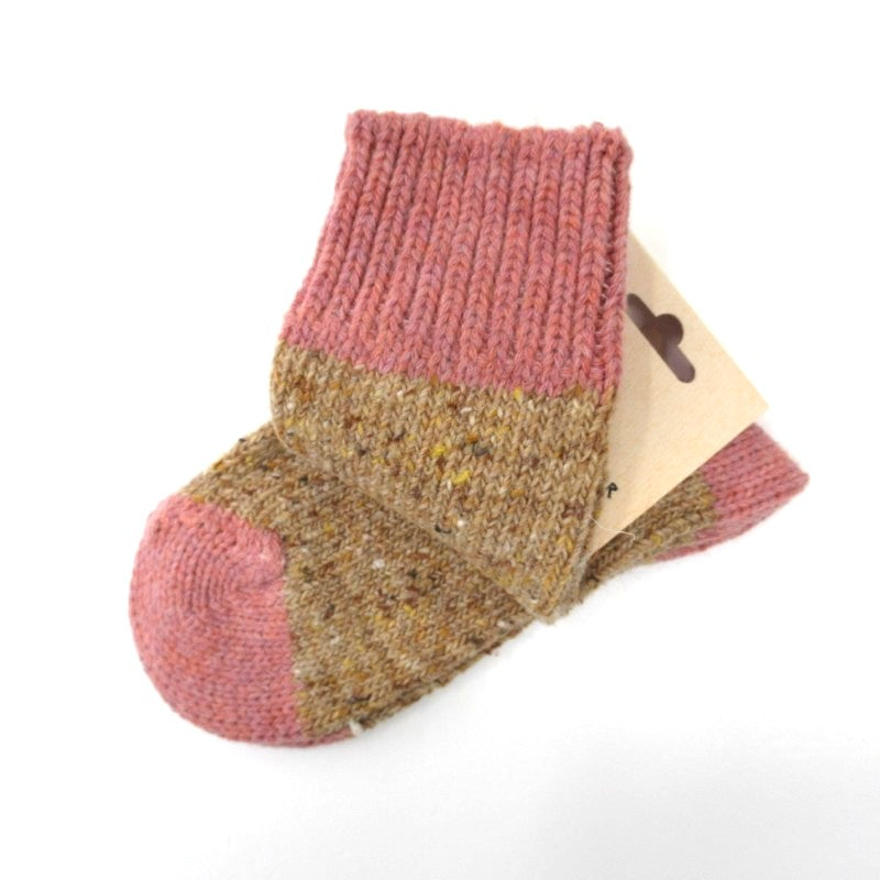 葡萄牙製羊毛混紡短襪 (蜜桃 × 駝色)│Portuguese Wool-Blend Socks (Peach × Camel)