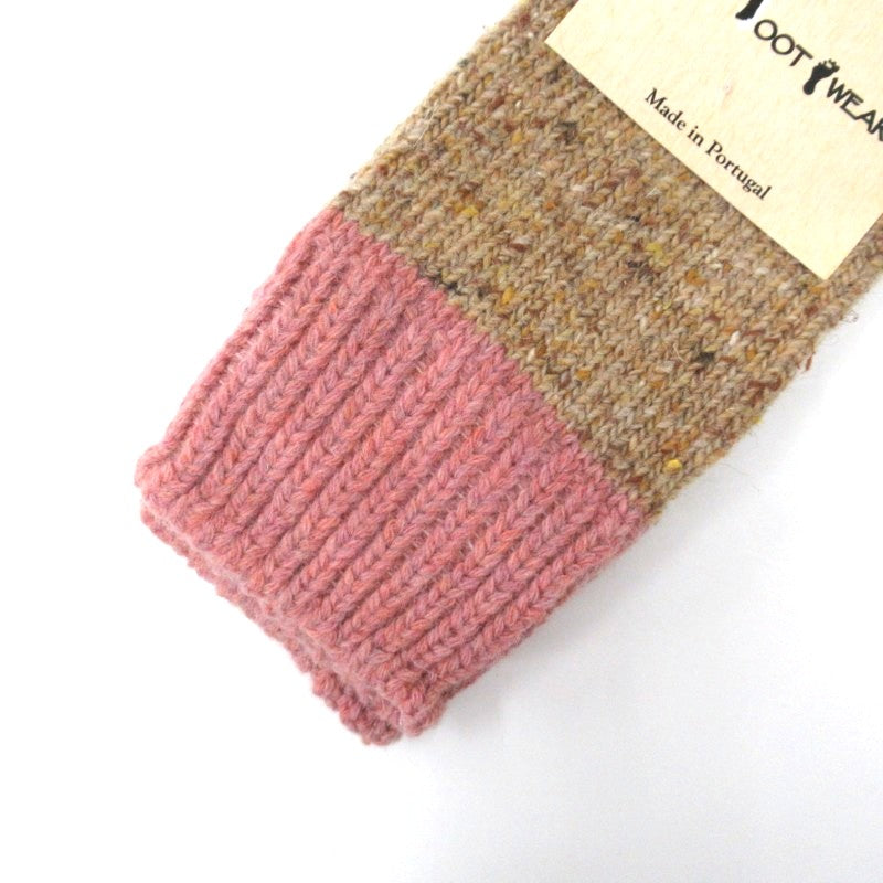 葡萄牙製羊毛混紡短襪 (蜜桃 × 駝色)│Portuguese Wool-Blend Socks (Peach × Camel)
