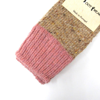 葡萄牙製羊毛混紡短襪 (蜜桃 × 駝色)│Portuguese Wool-Blend Socks (Peach × Camel)