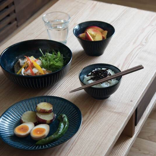 美濃燒靛藍十草飯碗*Minoware Indigo Tokusa Rice Bowl