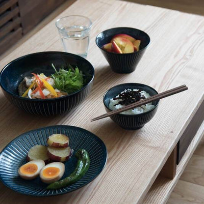 美濃燒靛藍十草飯碗*Minoware Indigo Tokusa Rice Bowl