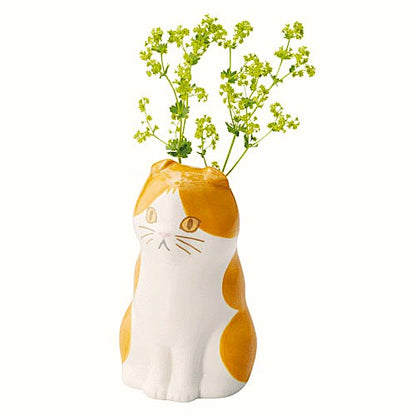 Cat Pottery Flower Base - Brown │貓咪陶瓷小花瓶 - 啡色