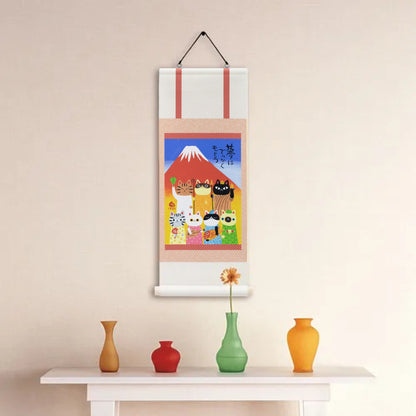 糸井忠晴貓掛軸 - 七福貓│Cat Hanging Scroll - Seven Lucky Cats