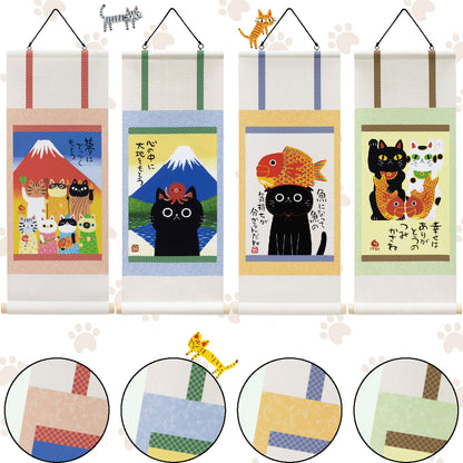 糸井忠晴貓掛軸 - 青富士