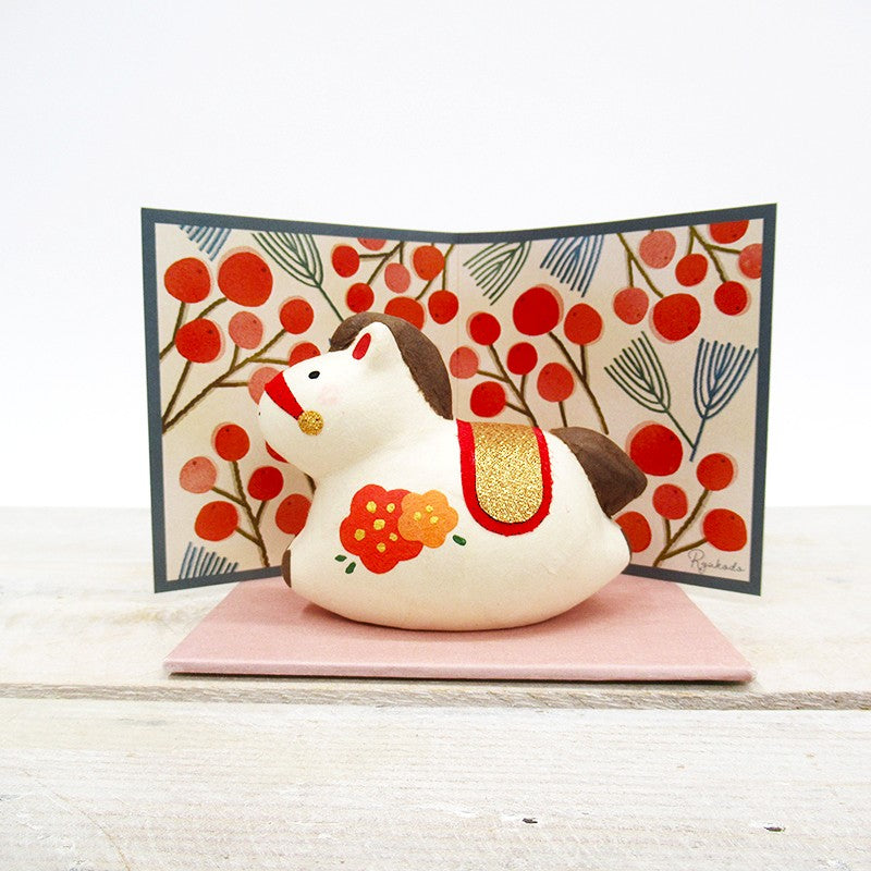日本製 跳躍白馬和紙迎福擺設│Leaping White Horse Washi Auspicious Decoration