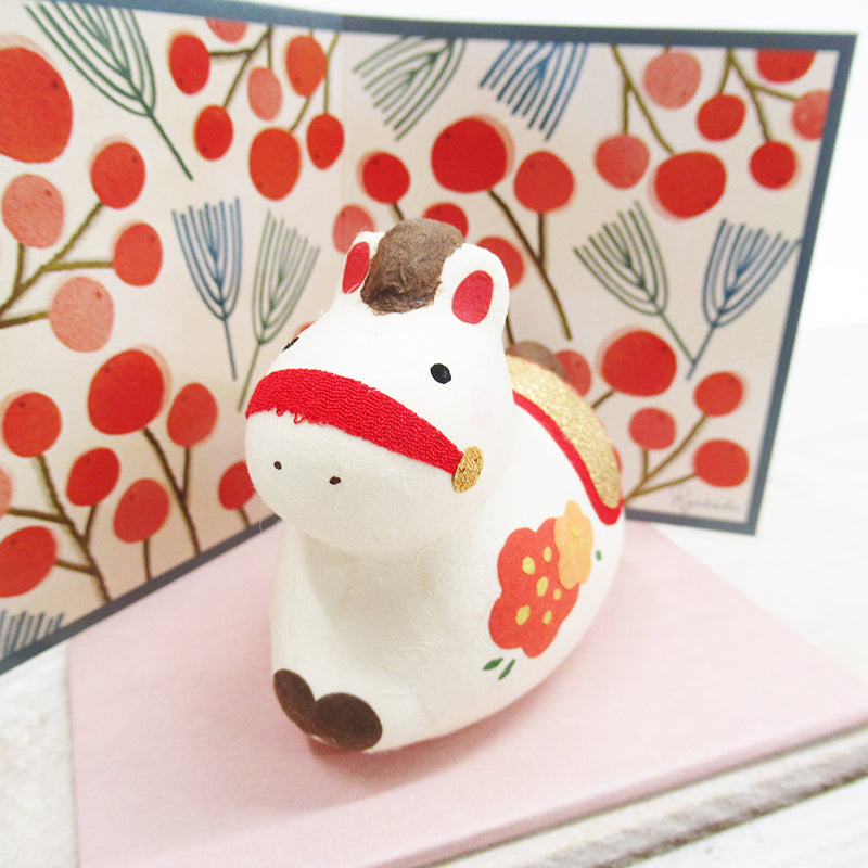 日本製 跳躍白馬和紙迎福擺設│Leaping White Horse Washi Auspicious Decoration
