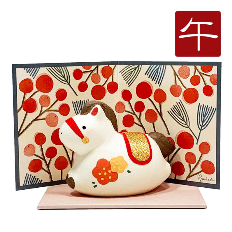 日本製 跳躍小馬和紙迎福擺設