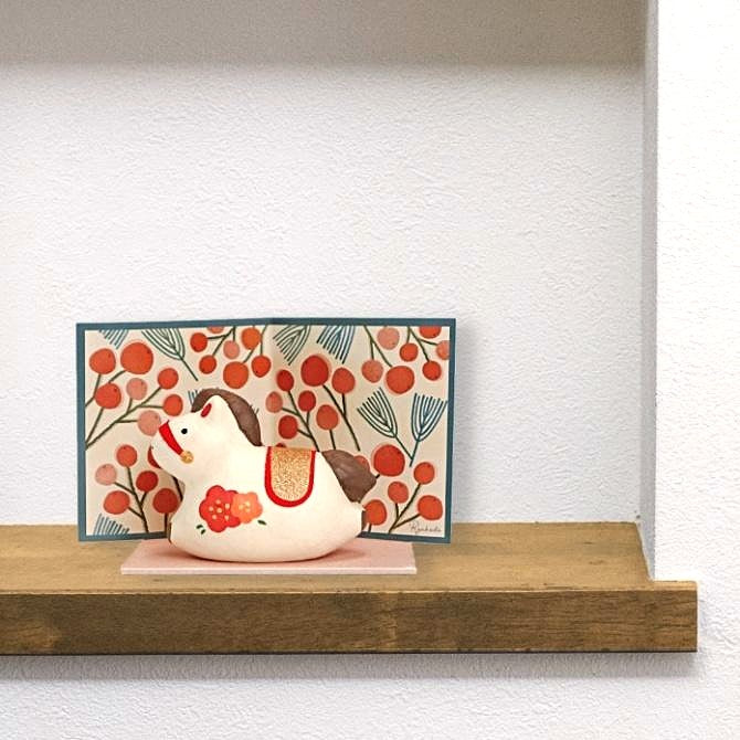 日本製 跳躍小馬和紙迎福擺設