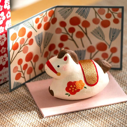 日本製 跳躍小馬和紙迎福擺設