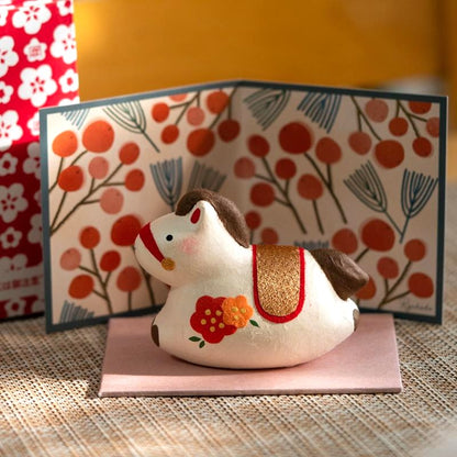 日本製 跳躍小馬和紙迎福擺設