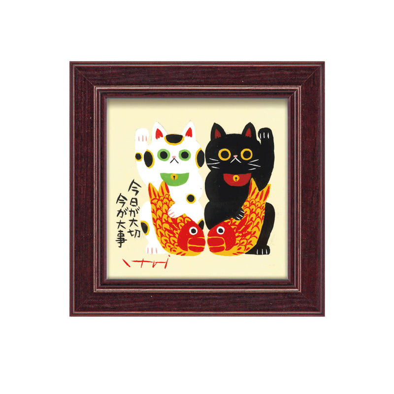 糸井忠晴貓小掛畫 - 招福貓│Cat Art Print with Wooden Frame - Lucky Cats