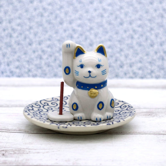 招福貓陶瓷香座│Lucky Cat Ceramic Incense Holder