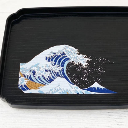 紀州漆器 葛飾北齋浪裏富士托盤│Kishu Lacquerware Hokusai Wave Café Tray
