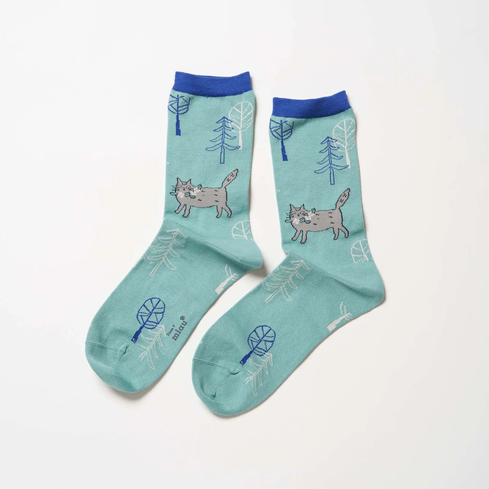 芬蘭夏至祭貓咪中筒襪 (薄荷綠)│Juhannus Summer Solstice Crew Socks (Mint)