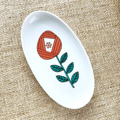 Kutani Ware Artisanal Oval Flower Dish│九谷燒手工橢圓花兒小碟