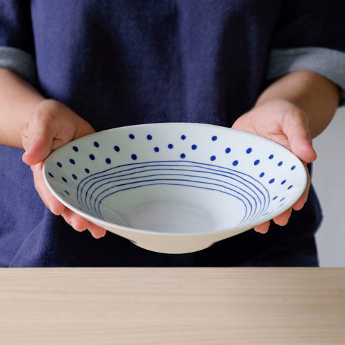 Hasami Yaki Dot & Line Pasta Plate│波佐見燒點與線湯碟