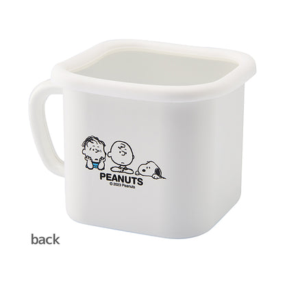 Snoopy Breaktime Enamel Square Pot with Handle│Snoopy Breaktime 日本製手柄琺瑯盒