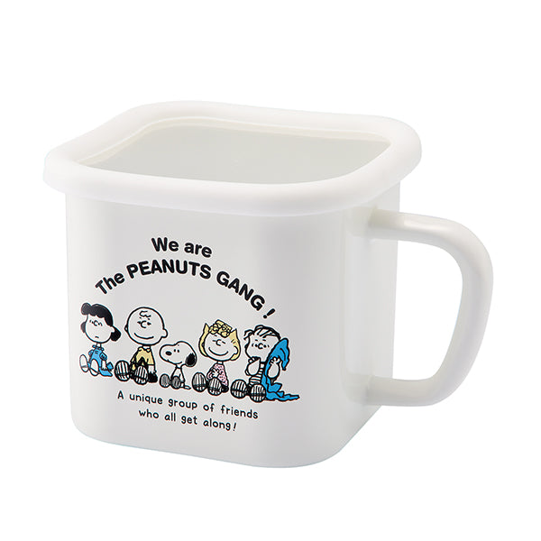 Snoopy Breaktime Enamel Square Pot with Handle│Snoopy Breaktime 日本製手柄琺瑯盒