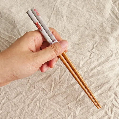 Genki Cat Wooden Chopsticks Set │日本元氣貓木製筷子套裝 