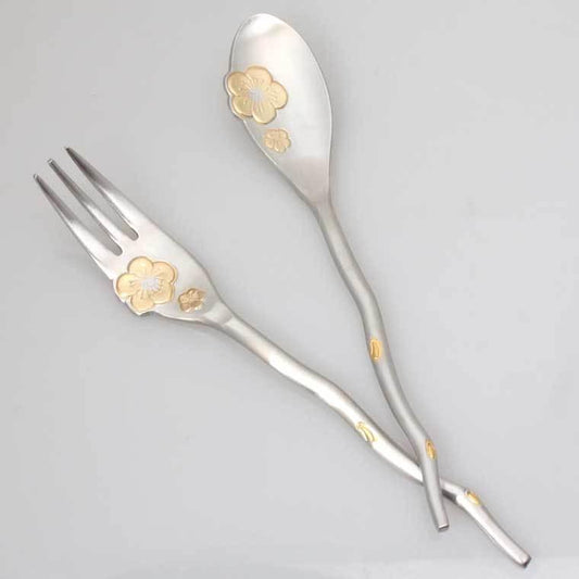 日本製梅花甜點叉子匙羹套裝*Japan Plum Blossom Dessert Fork & Spoon