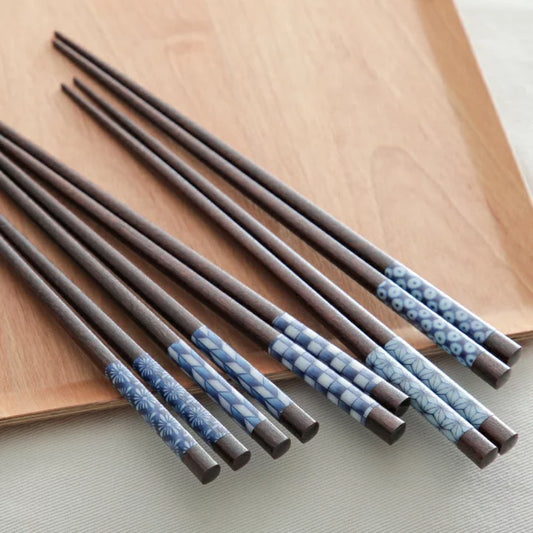 日本木筷子套裝 - 藍之園 │Japan Natural Wood Chopsticks Set - Indigo Garden