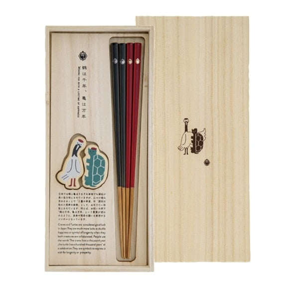 鶴與亀 幸運相依對筷套裝│Crane & Turtle Lucky Couple Chopsticks Set