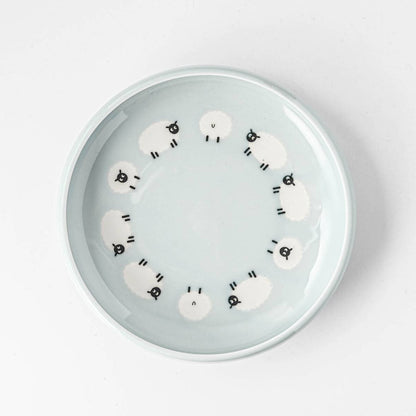 小羊溫柔搖籃曲圓碟 (粉藍色)│Little Sheep Gentle Lullaby Round Plate (Light Blue)