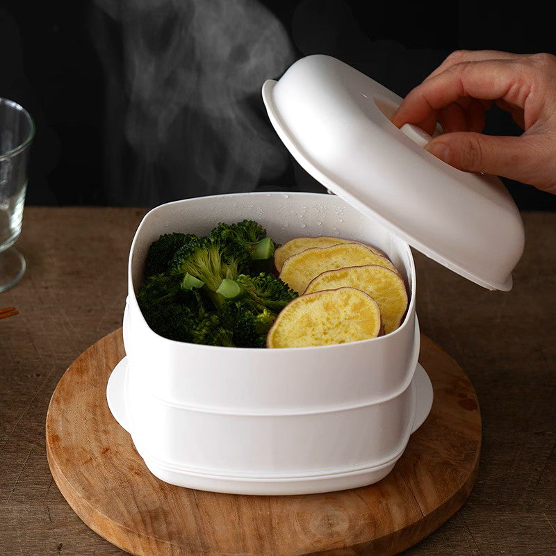日本製雙層微波蒸籠料理盒 │Japanese Double-Layer Microwave Steamer
