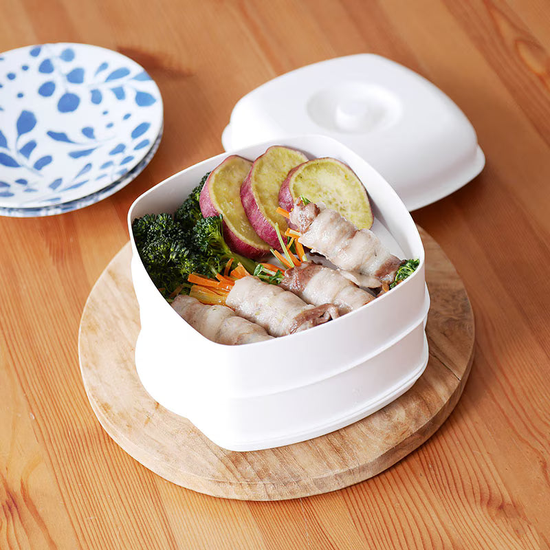 日本製雙層微波蒸籠料理盒 │Japanese Double-Layer Microwave Steamer