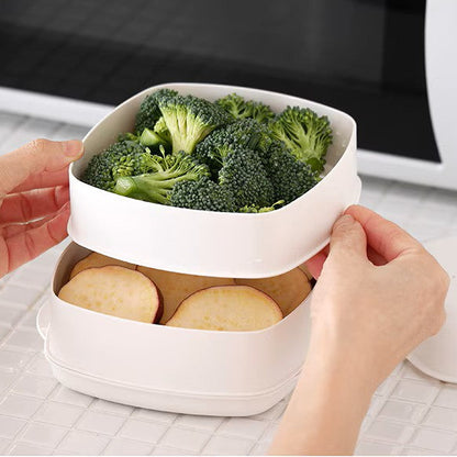 日本製雙層微波蒸籠料理盒 │Japanese Double-Layer Microwave Steamer
