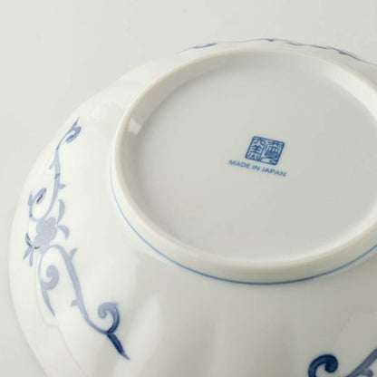 美濃燒藍染小紋深皿 (青格子)│Minoyaki Aizome Komon Deep Plate (Blue Lattice)