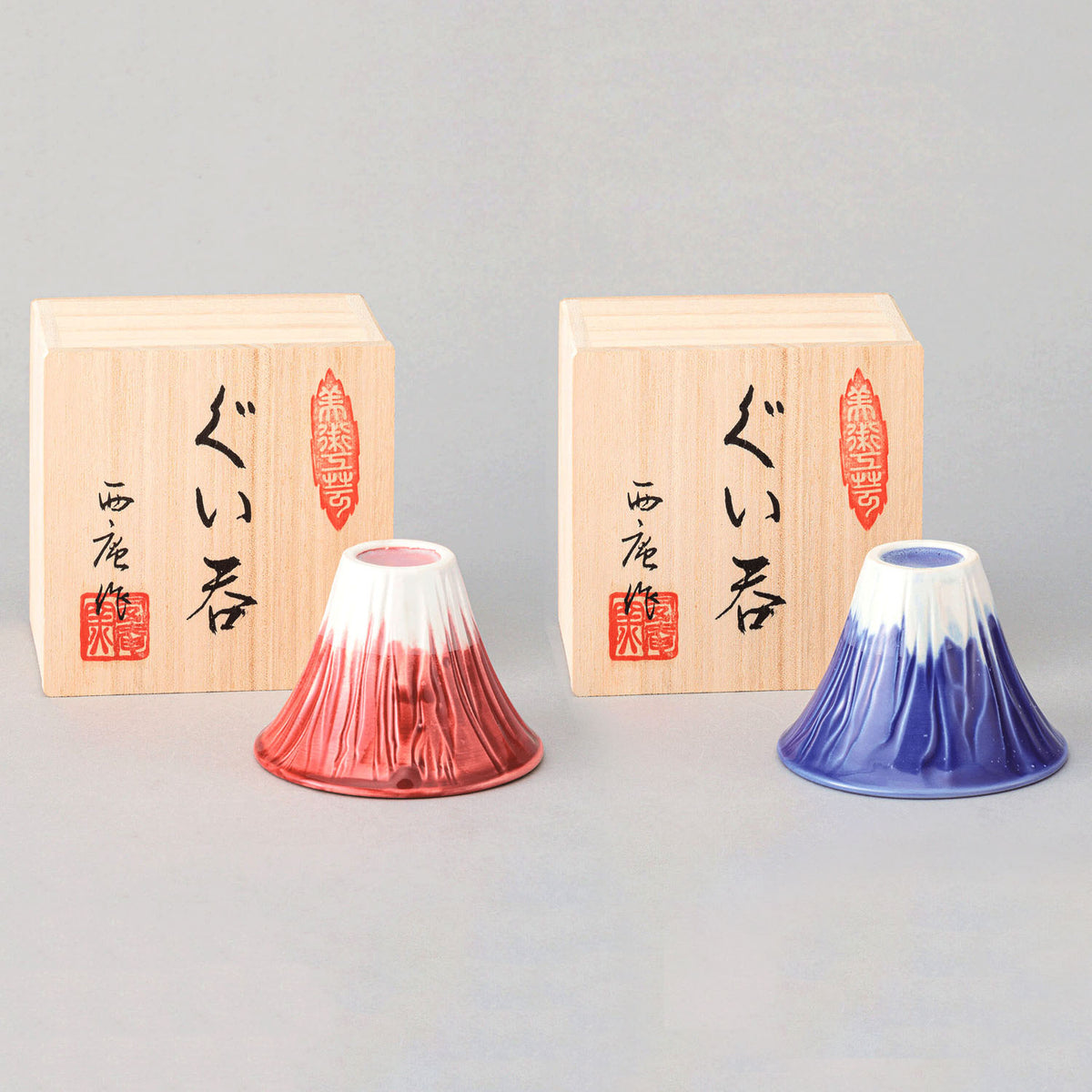 美濃燒富士山清酒杯木盒裝│Mino Ware Mt. Fuji Sake Cup with Wooden Box