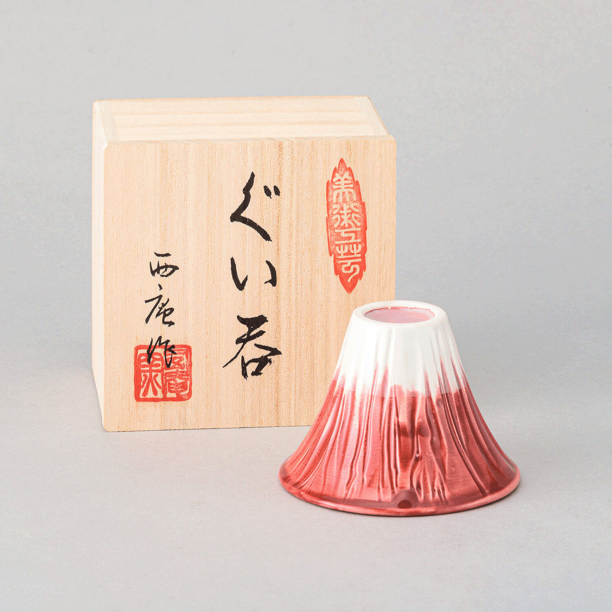 美濃燒富士山清酒杯木盒裝│Mino Ware Mt. Fuji Sake Cup with Wooden Box