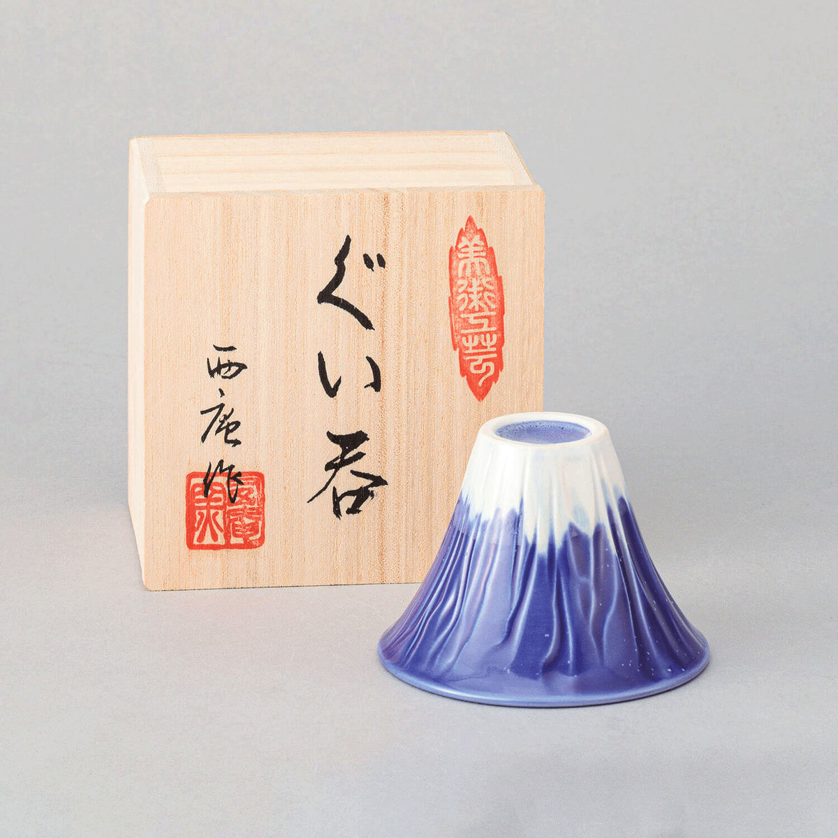 美濃燒富士山清酒杯木盒裝│Mino Ware Mt. Fuji Sake Cup with Wooden Box