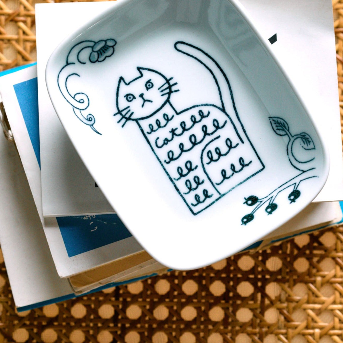 波佐見燒小貓瓷器方碟│Hasami Ware Cat Porcelain Square Dish