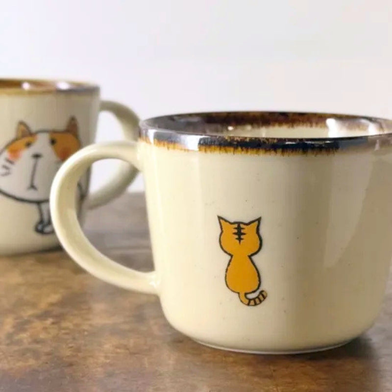 美濃燒坐坐貓陶瓷杯 │Mino Ware Sitting Cat Mug 