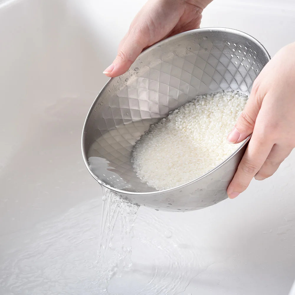 燕三条製 不鏽鋼米研磨盆│Tsubame-Sanjo Stainless Steel Rice Washing Bowl 