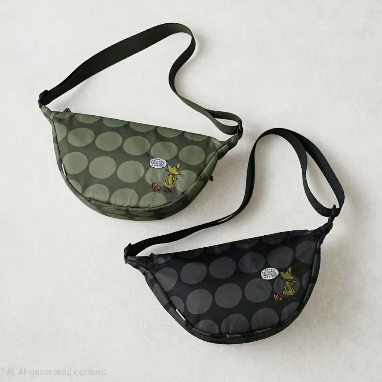 史力奇刺繡半月形斜揹袋 │Snufkin Embroidered Half Moon Crossbody Bag 