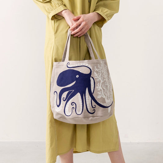 森田Miw 圓底手提袋 - 八爪魚*Morita Miw Round Bottom Bag - Octopus