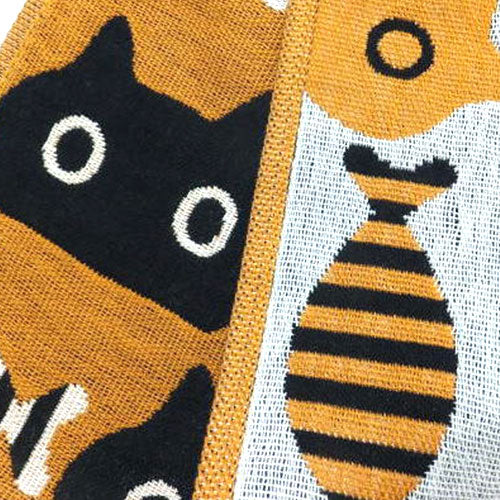 Atsuko Matano Imabari Gauze Wash Towel - Cat & Fish│Atsuko Matano 日本今治紗巾 - 貓和魚