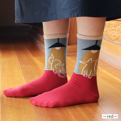 日本製襪子 - 狐狸與鸛